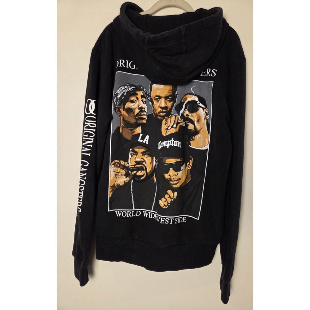 OG ORIGINAL GANGSTERS Hooded Sweatshirt Hip Hop Pullover Hoodie Men's M Black